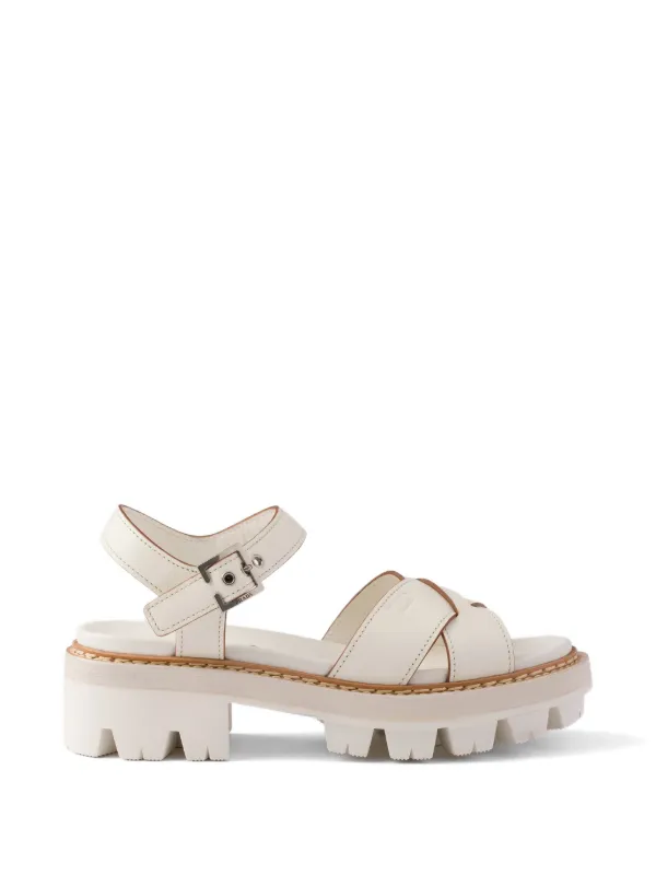 Prada レザー サンダル | ニュートラル | FARFETCH JP