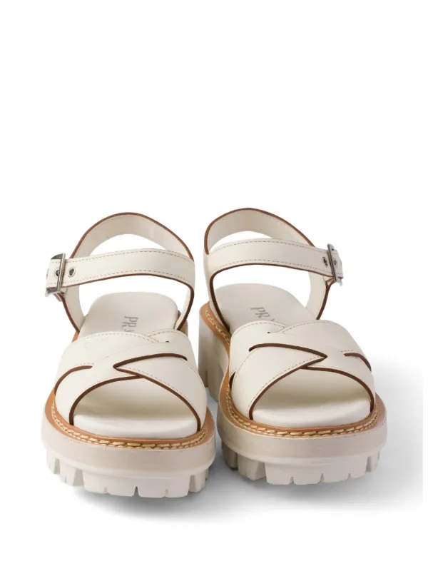 Prada レザー サンダル | ニュートラル | FARFETCH JP