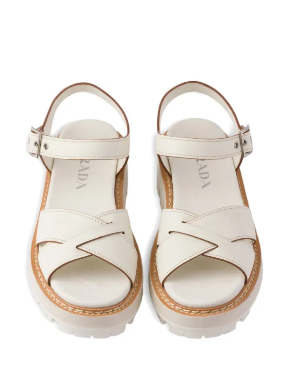 Prada レザー サンダル | ニュートラル | FARFETCH JP