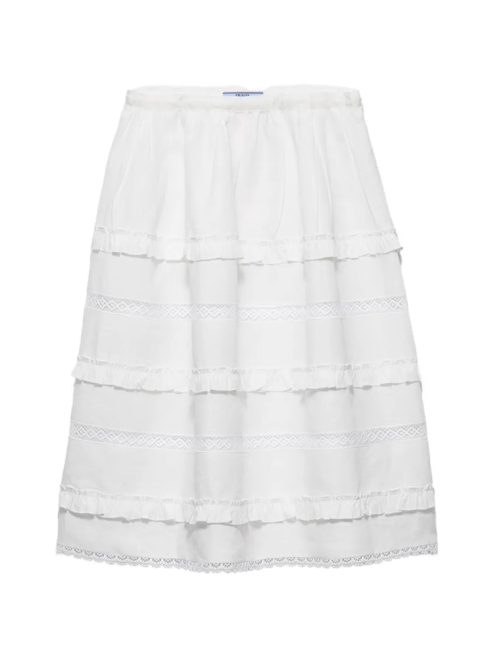 Prada embroidered linen skirt - White