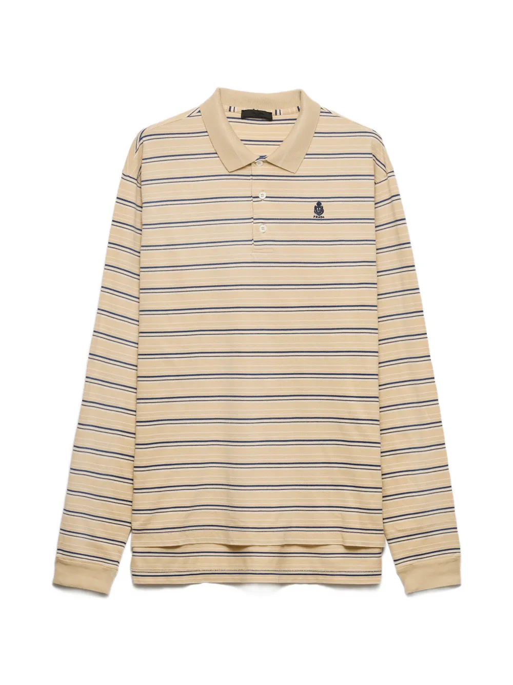 Prada Polo a righe in piqué di cotone - Toni neutri