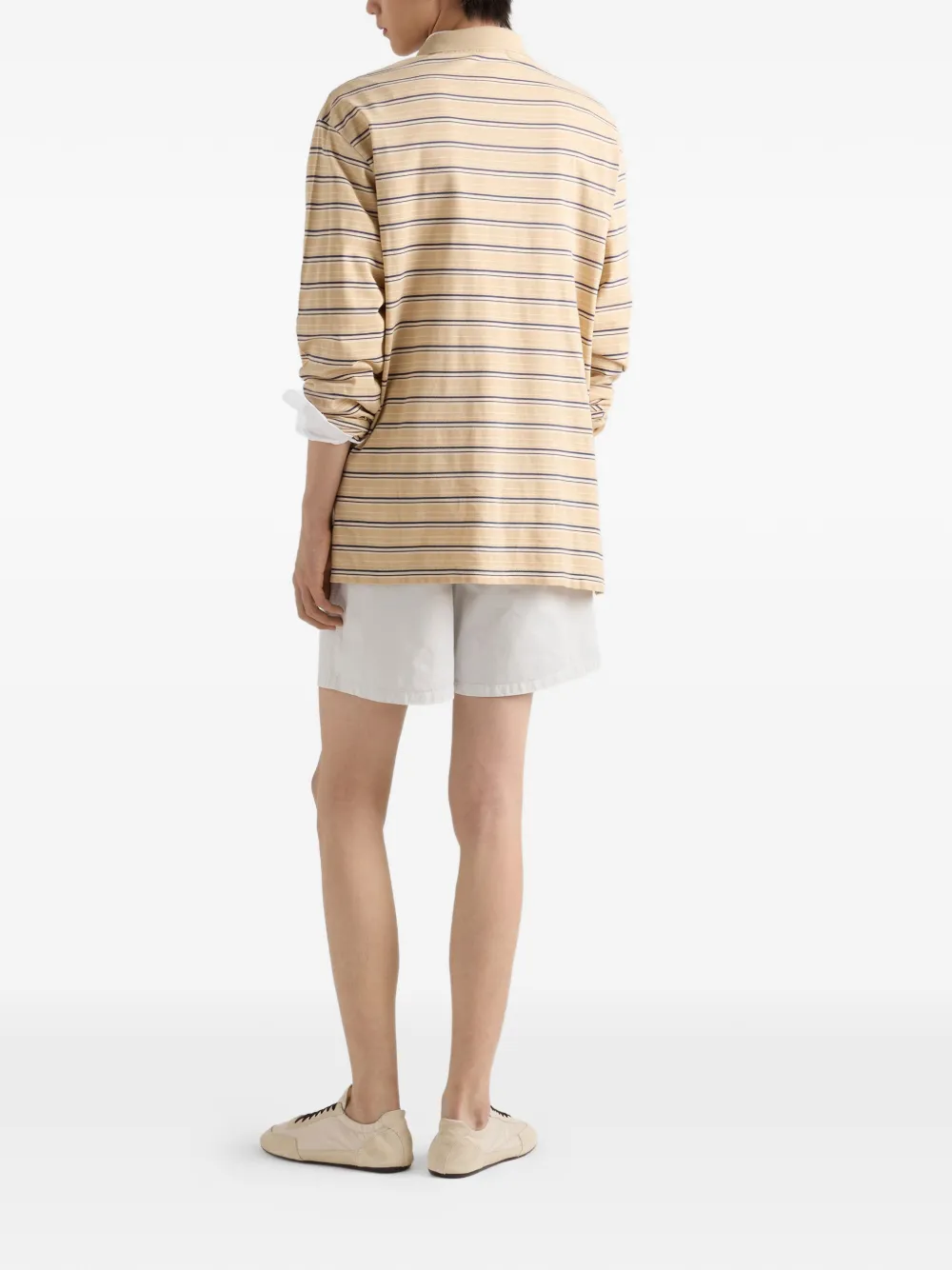 Prada Piqué gestreept katoenen poloshirt Beige