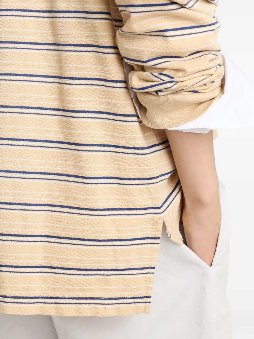 Prada Piqué gestreept katoenen poloshirt Beige