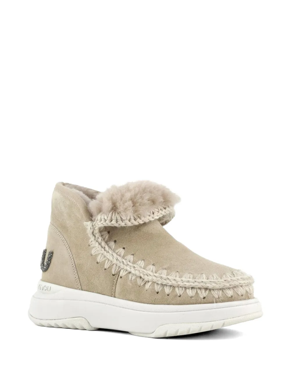 Mou Sneakers met glitters en logo Beige