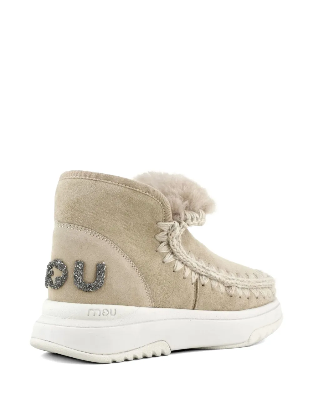 Mou Sneakers met glitters en logo Beige