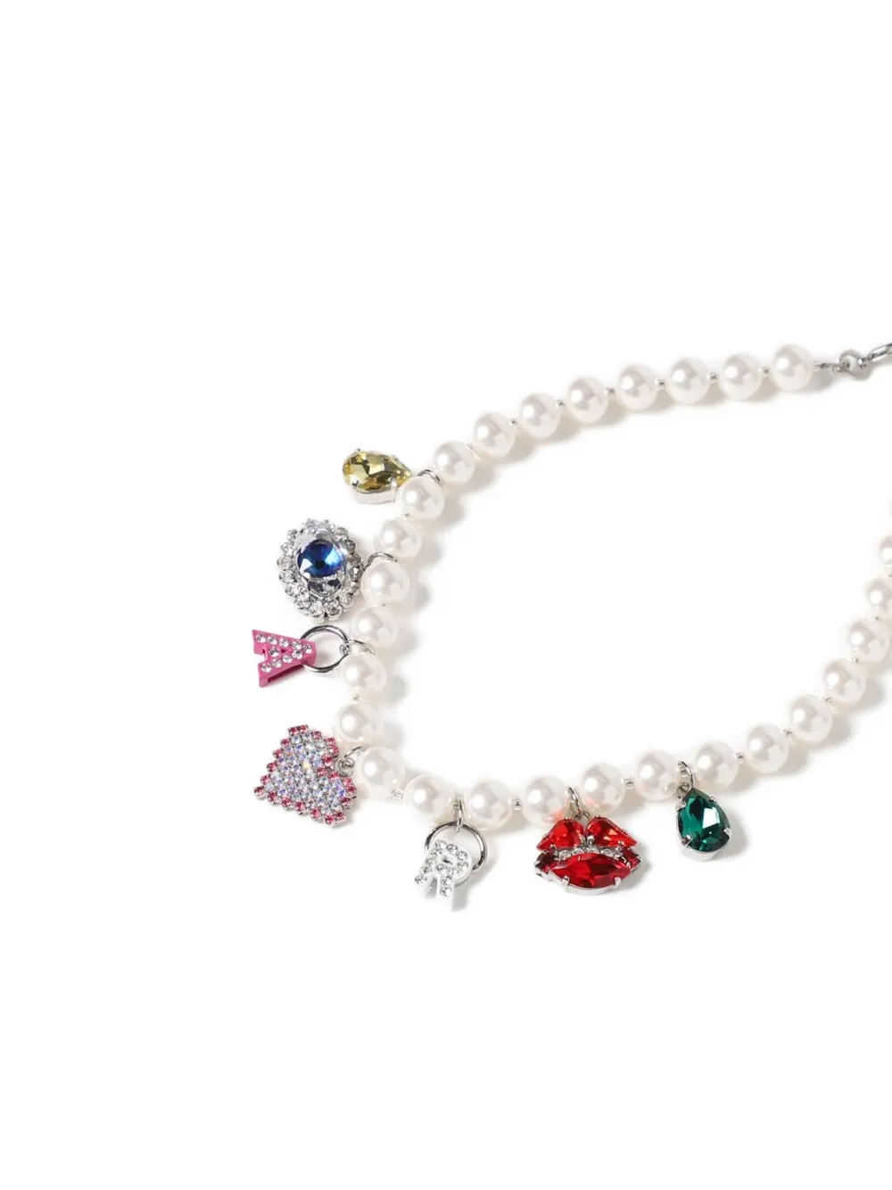  Alessandra Rich Collar Con Charm De Perla Artificial - Blanco 