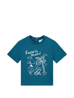 Emporio Armani Kids グラフィック Tシャツ | ブルー | FARFETCH JP