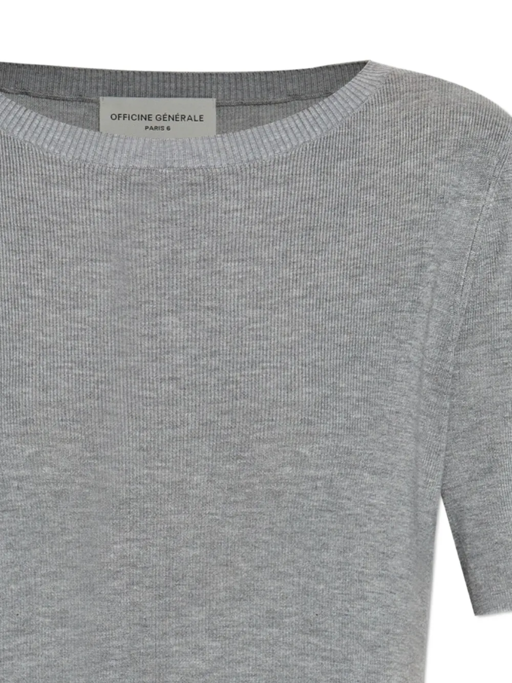 Officine Generale Geribbeld T-shirt met ronde hals Grijs