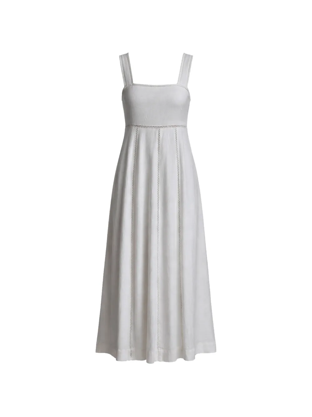 DKNY tie-back sleeveless midi linen dress - White