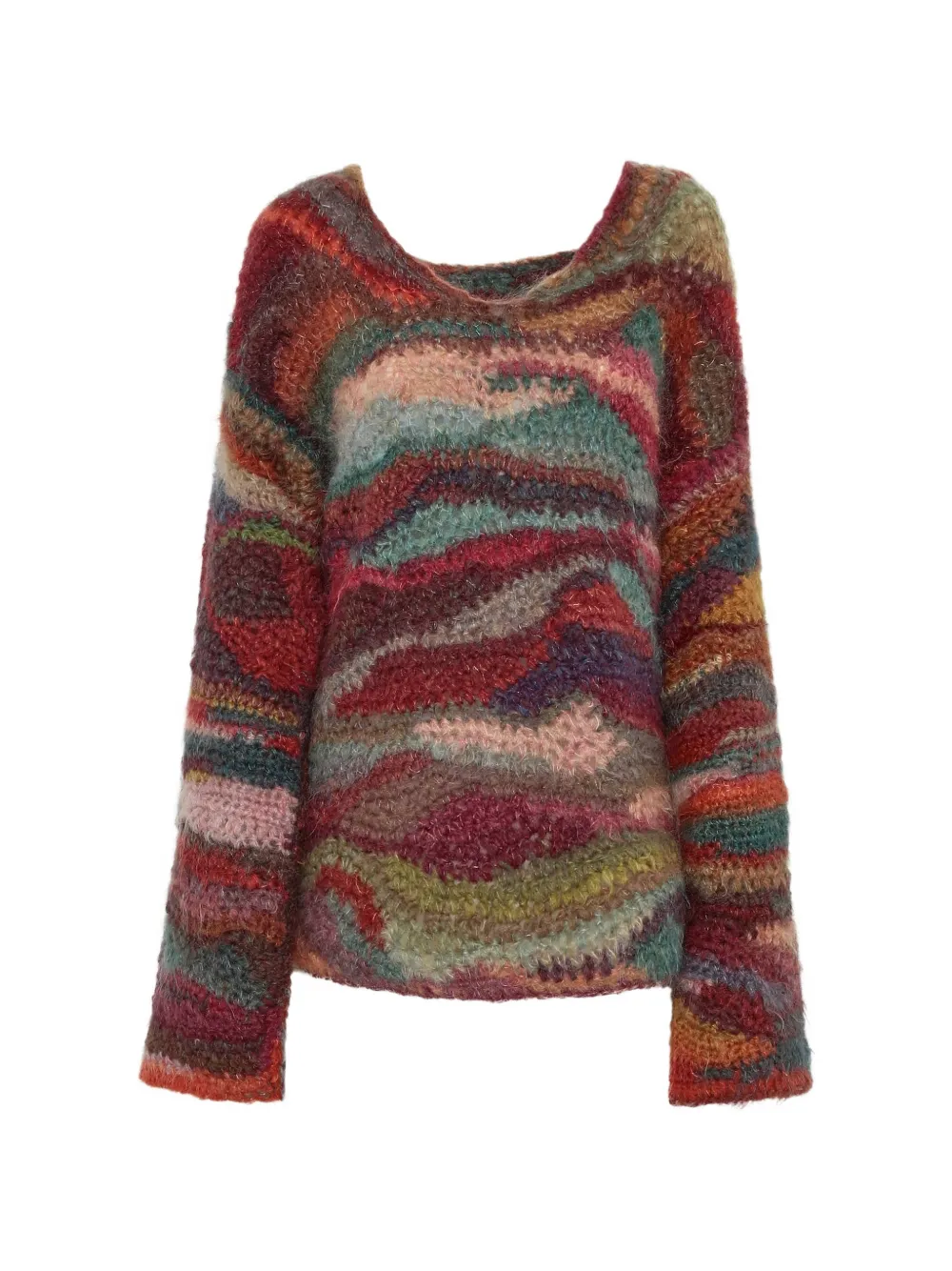 Marbell Hooded Striped Sweater In Multi