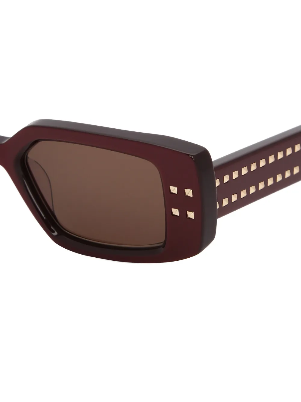 VALENTINO GARAVANI EYEWEAR Zonnebril met rechthoekig montuur en studs Rood