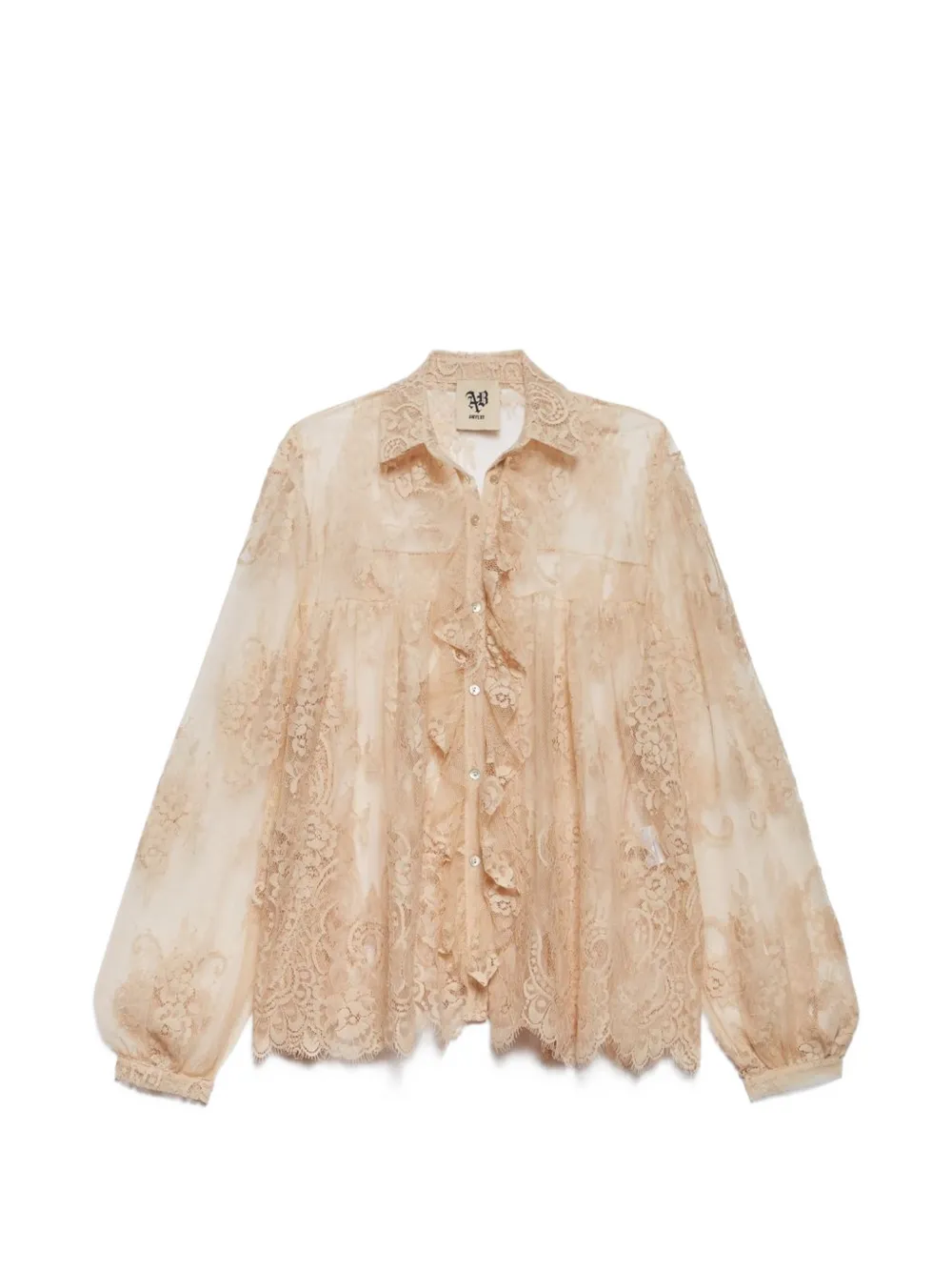 Aniye By lace-detail ruffled shirt - Toni neutri