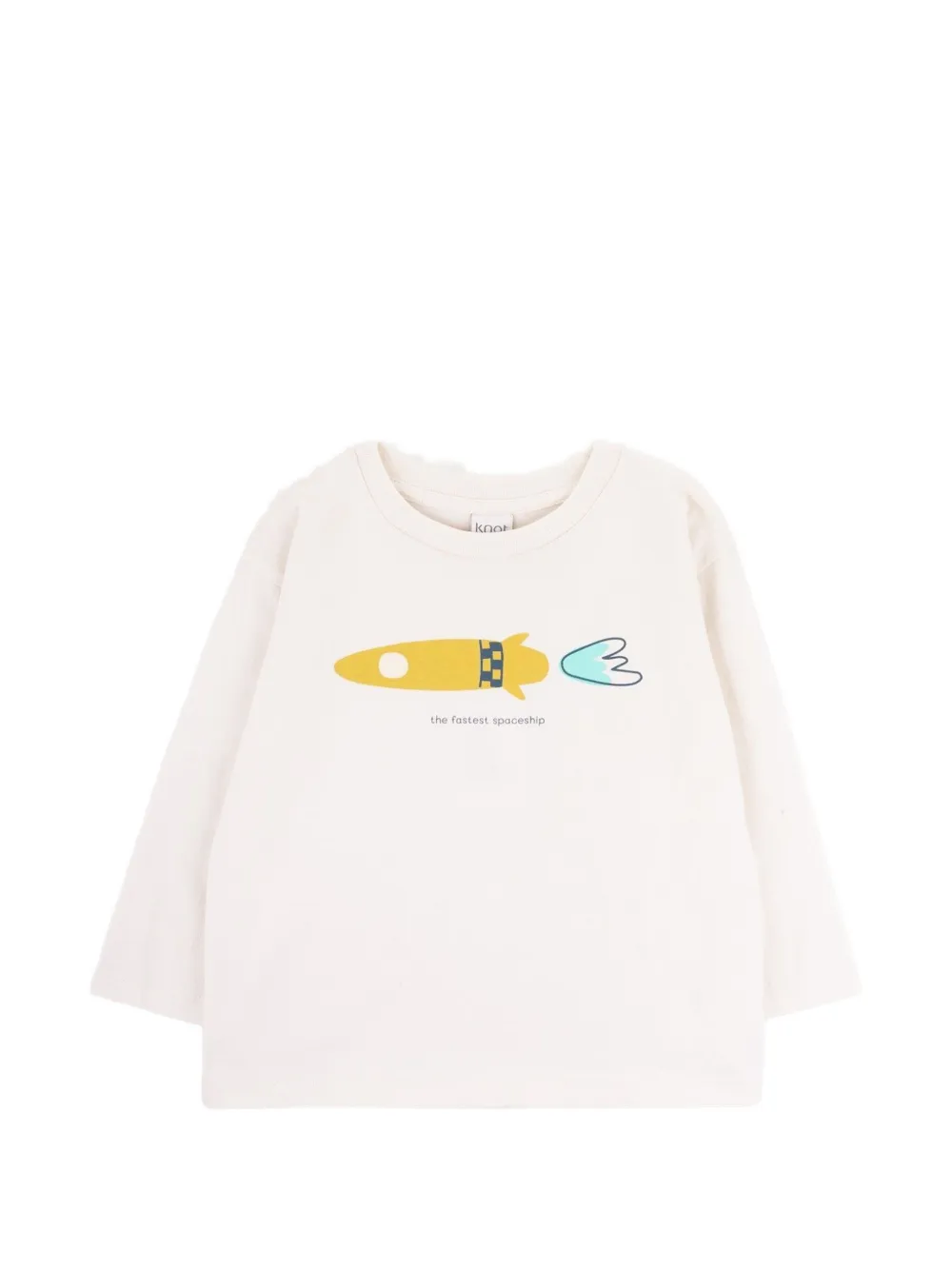 Knot spaceship-print long-sleeve T-shirt - Toni neutri