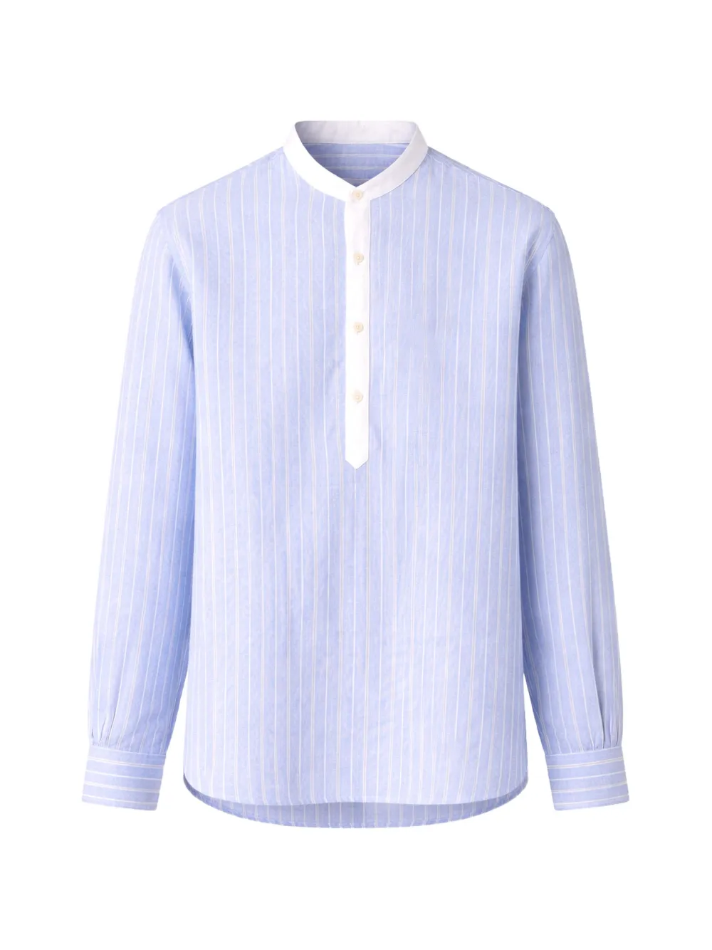 Officine Generale striped collarless shirt - Blu