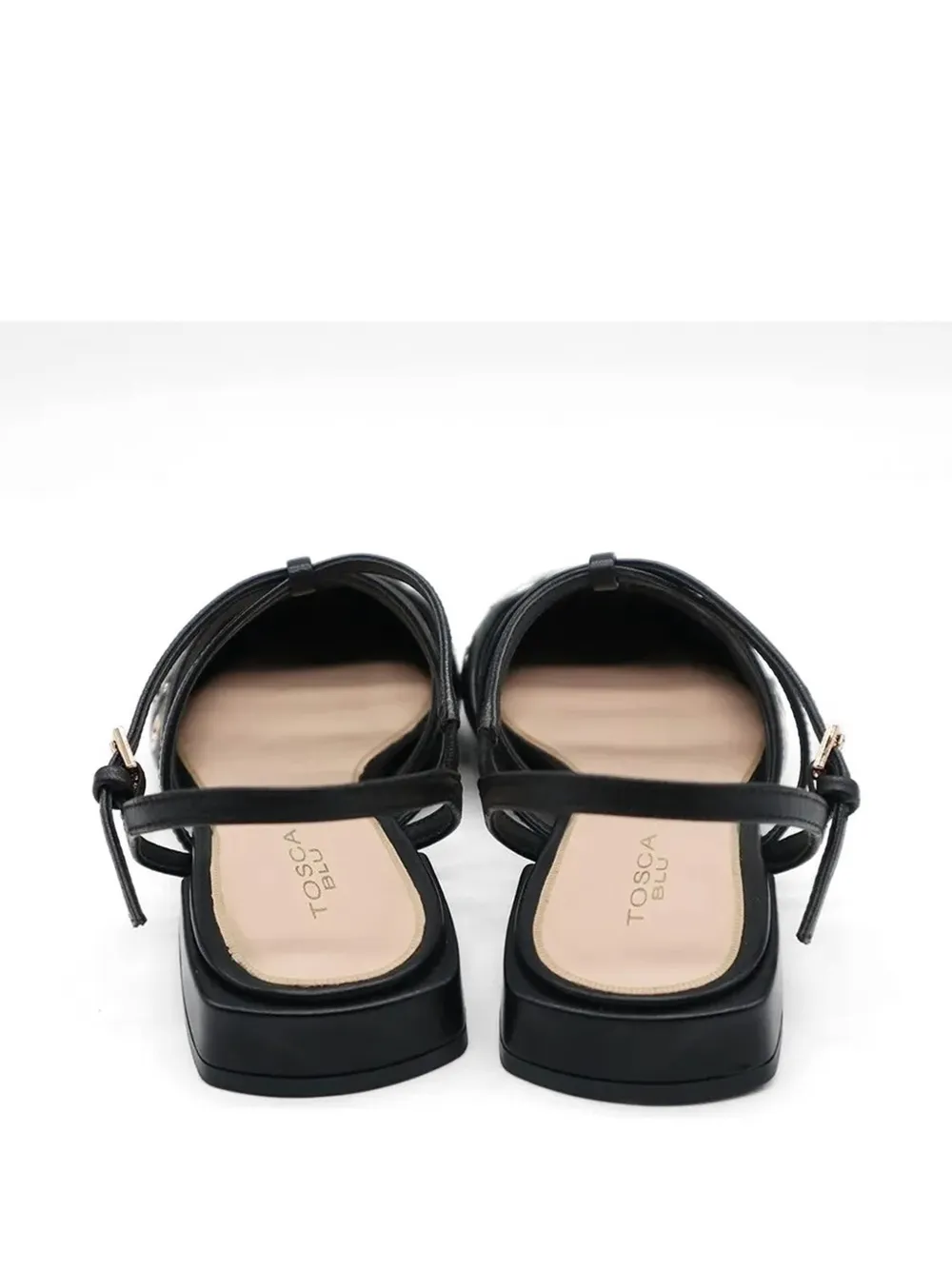 Tosca Blu Platte pumps met bandjes en ringlets Zwart