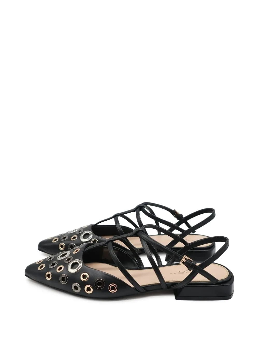 Tosca Blu eyelet strappy flat pumps - Nero