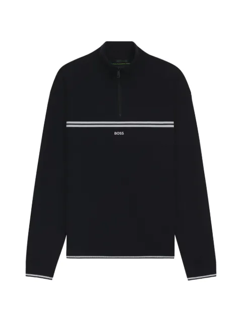 BOSS stripe-detail zip-up sweatshirt