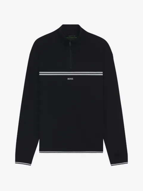 BOSS stripe-detail zip-up sweatshirt