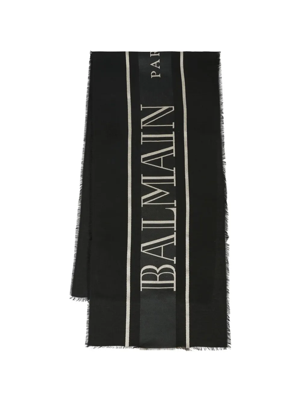 Balmain Kids frayed logo scarf - Nero