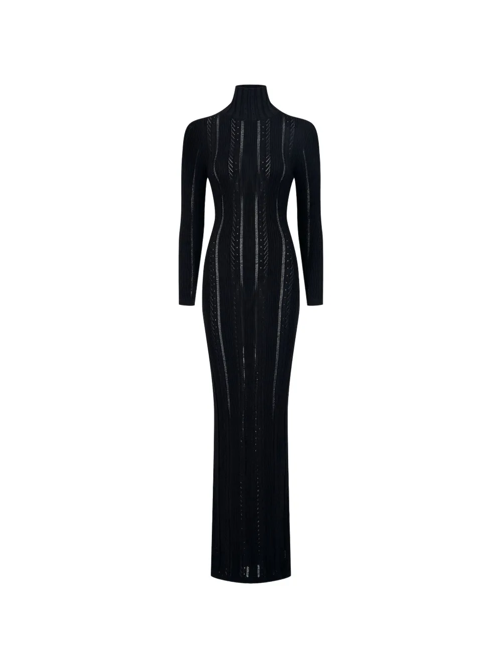 VAILLANT STUDIO Mirages high-neck long-sleeve maxi dress - Nero