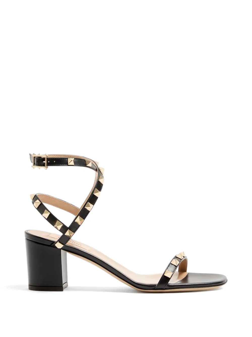 Valentino Garavani Rockstud calfskin sandals with straps 60mm Zwart