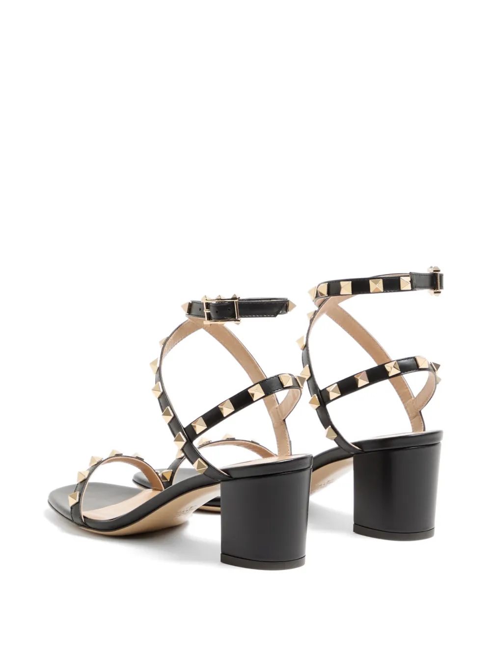 Valentino Garavani Rockstud calfskin sandals with straps 60mm Zwart