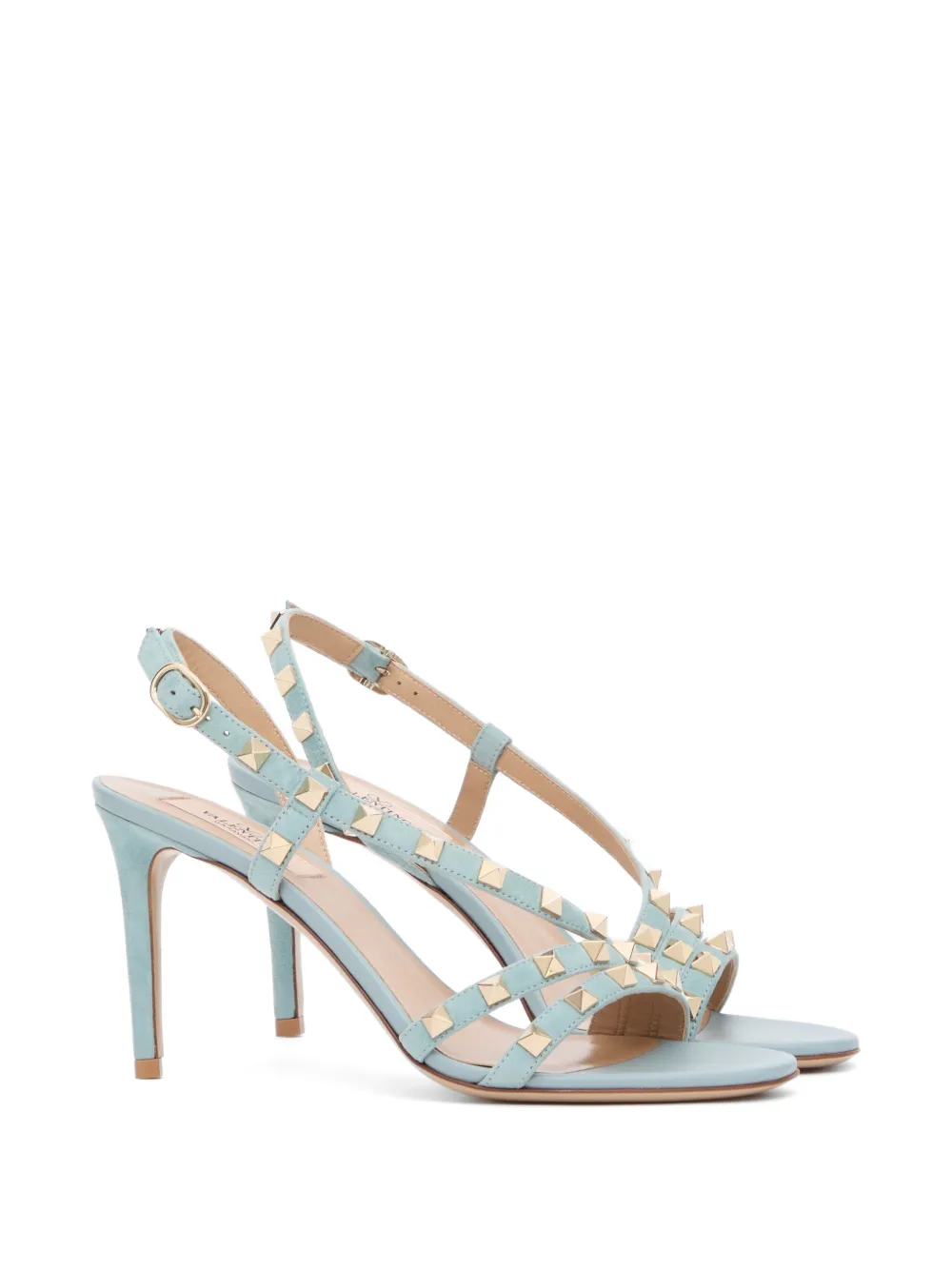 Valentino Garavani Rockstud suède sandalen 85 mm Blauw