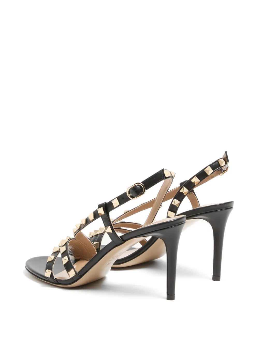 Valentino Garavani Rockstud kalfsleren sandalen 85mm Zwart
