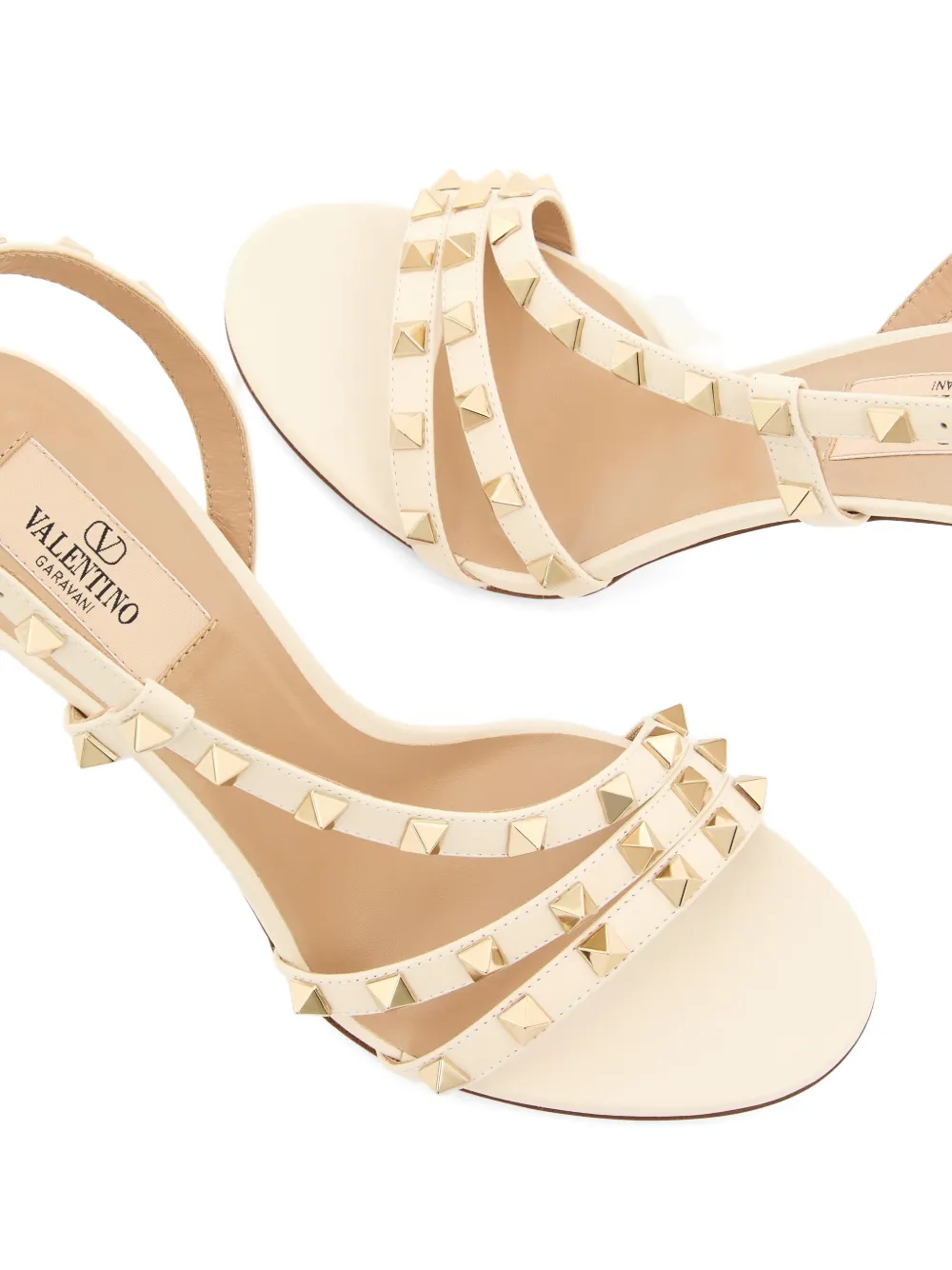 Valentino Garavani Rockstud kalfsleren sandalen 85mm Beige