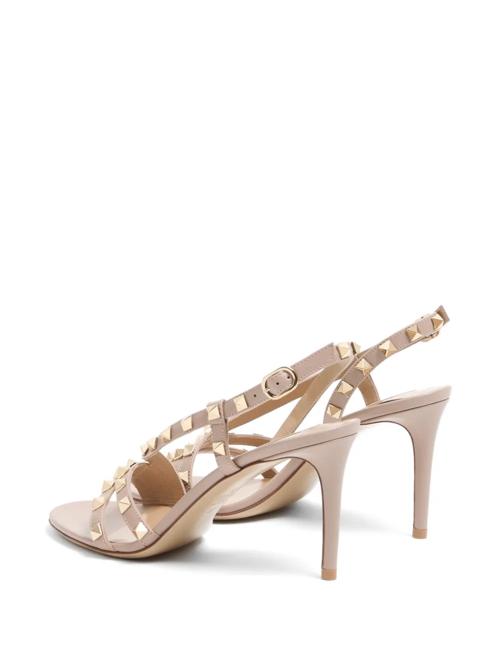 Valentino Garavani Rockstud kalfsleren sandalen 85mm Beige