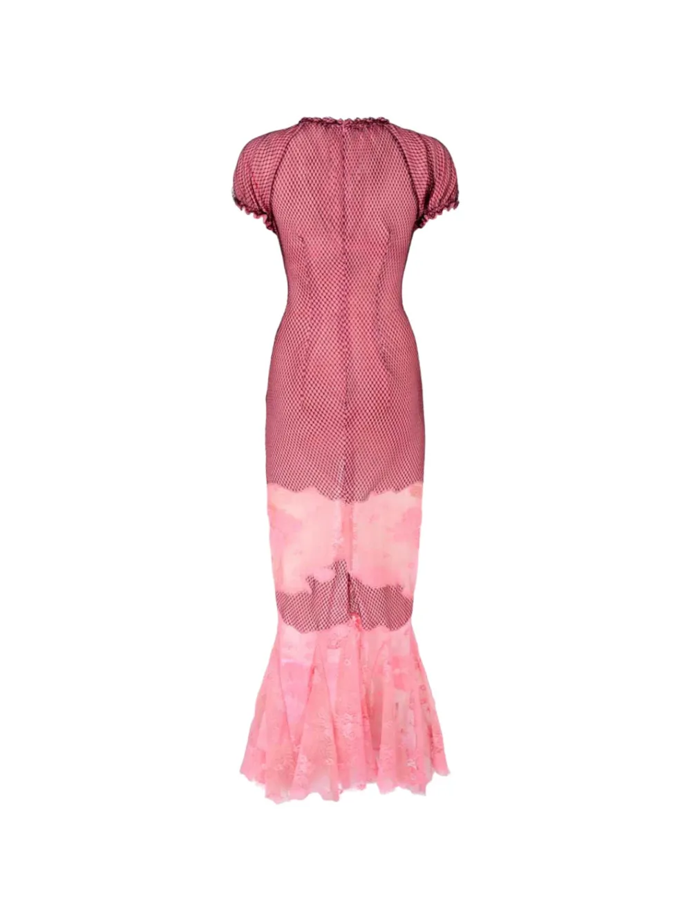 The Attico Katoenen midi-jurk met geometrisch patroon en kant Roze