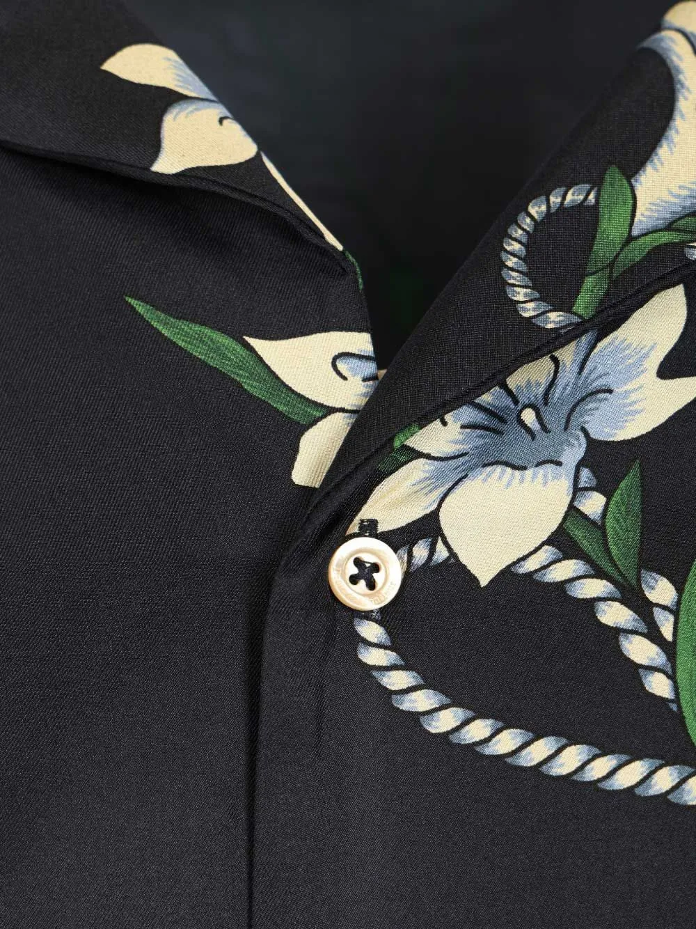 Drôle De Monsieur Zijden overhemd met bloemenprint Blauw