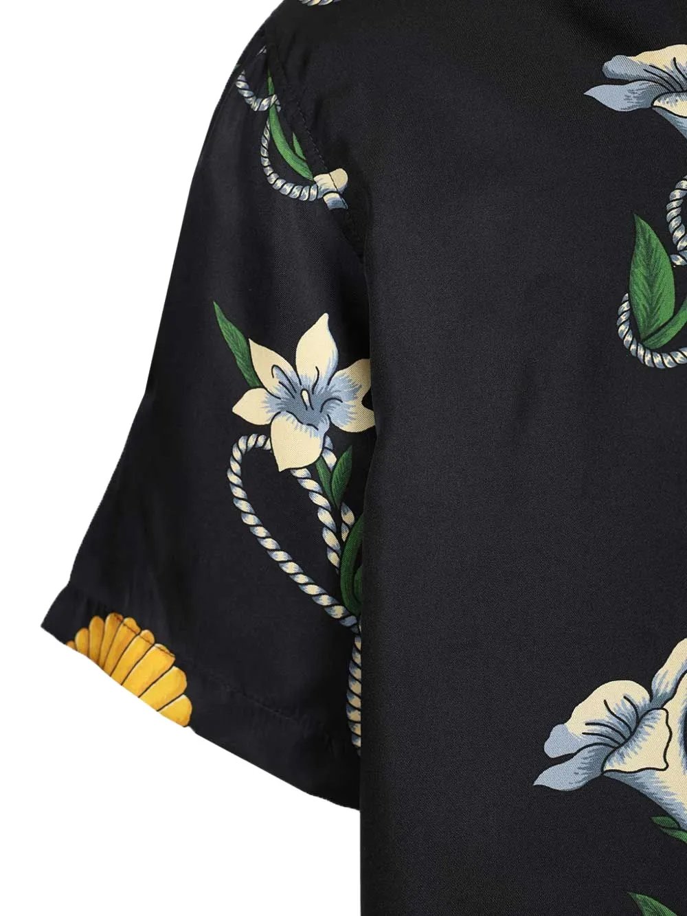 Drôle De Monsieur Zijden overhemd met bloemenprint Blauw