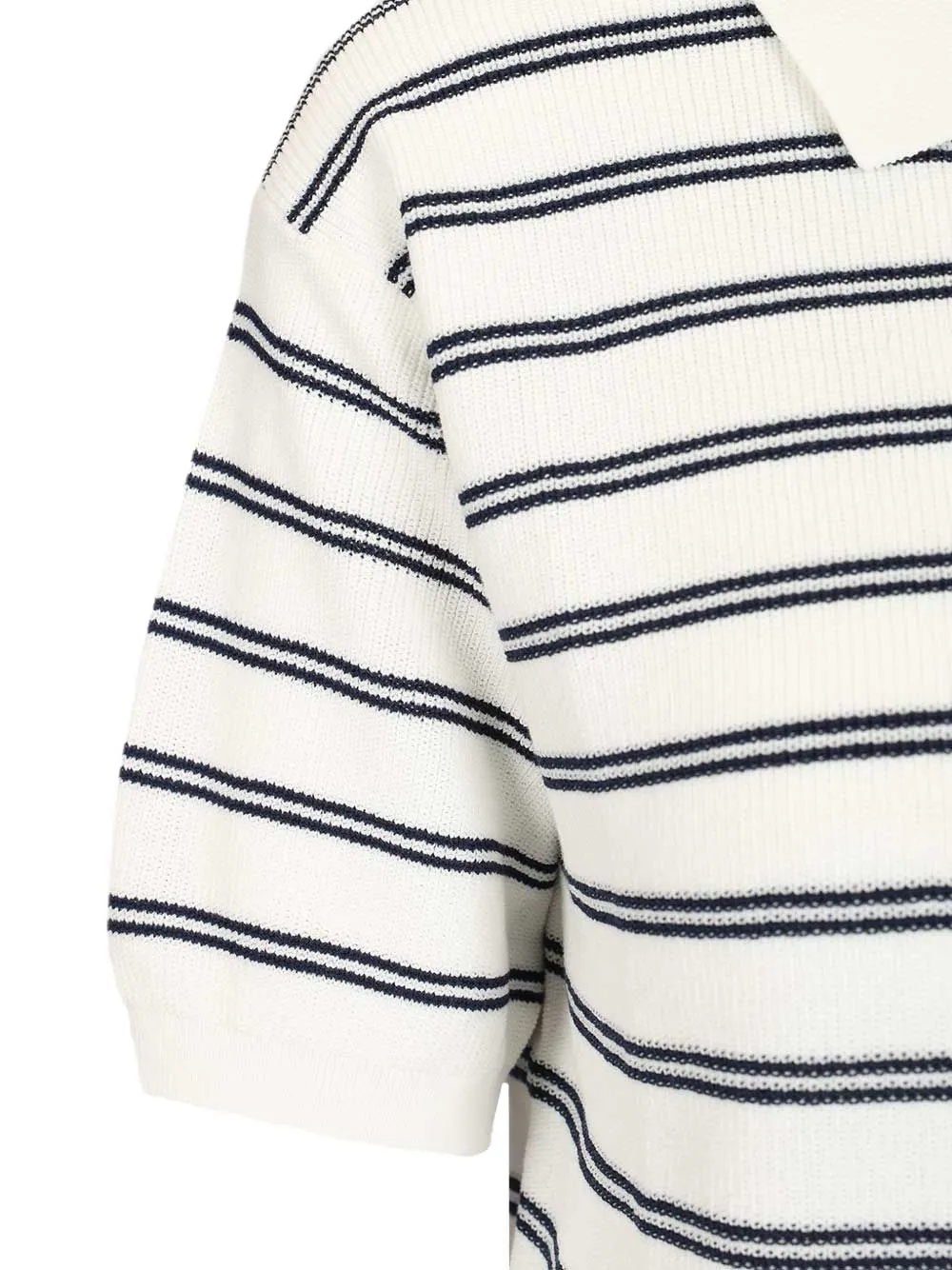 DUNST Gestreept gebreid poloshirt Wit