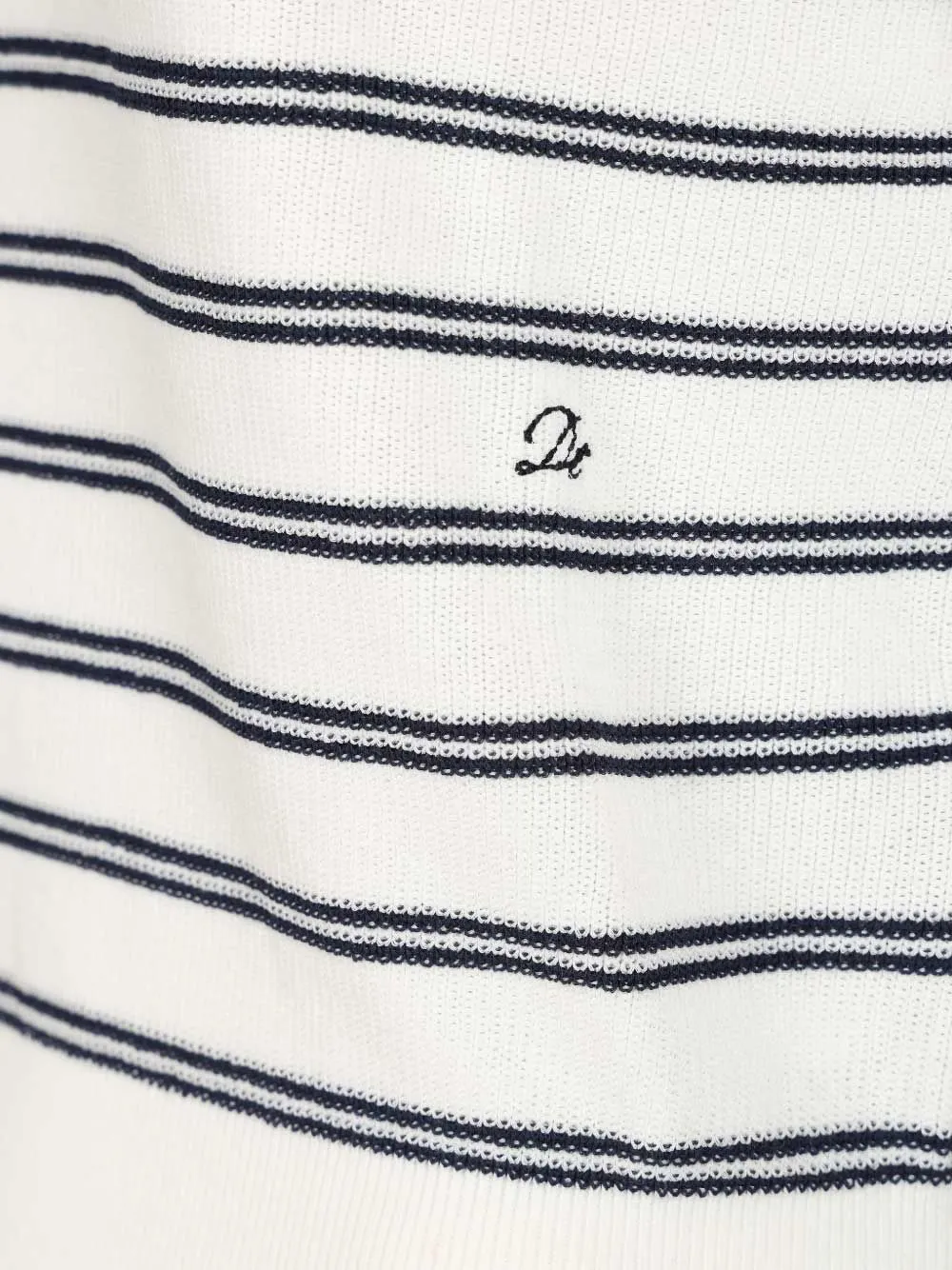 DUNST Gestreept gebreid poloshirt Wit