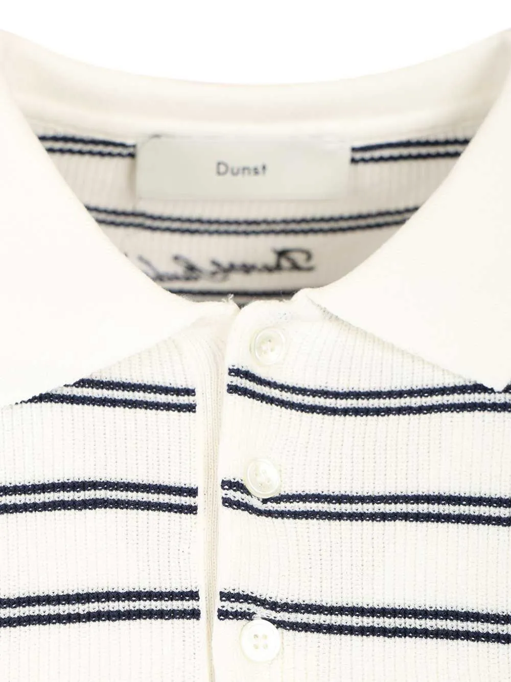 DUNST Gestreept gebreid poloshirt Wit
