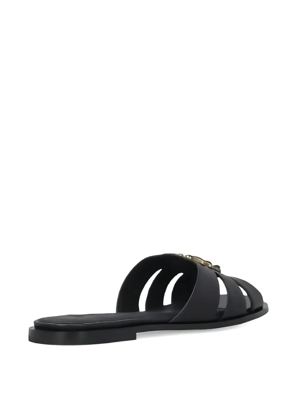 PINKO leather flat sandals Zwart