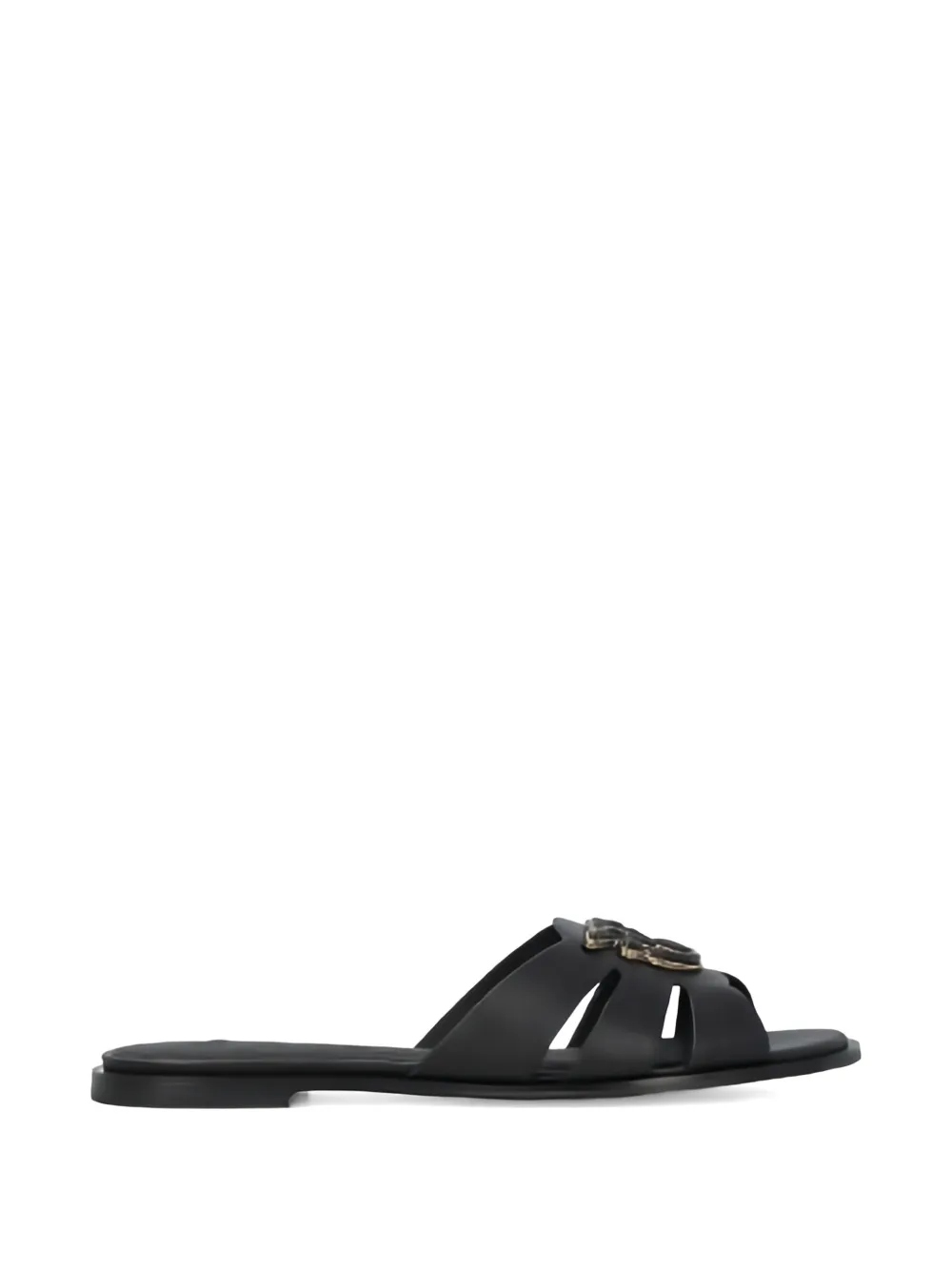 PINKO leather flat sandals Zwart