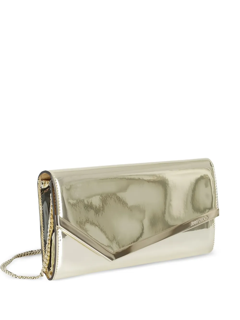 Jimmy Choo Emmie metallic-finish chain clutch bag - Oro