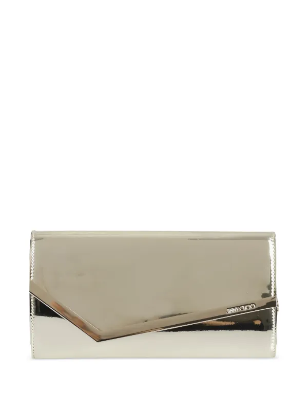 Jimmy Choo Emmie Metallic-finish Chain Clutch Bag in Gold