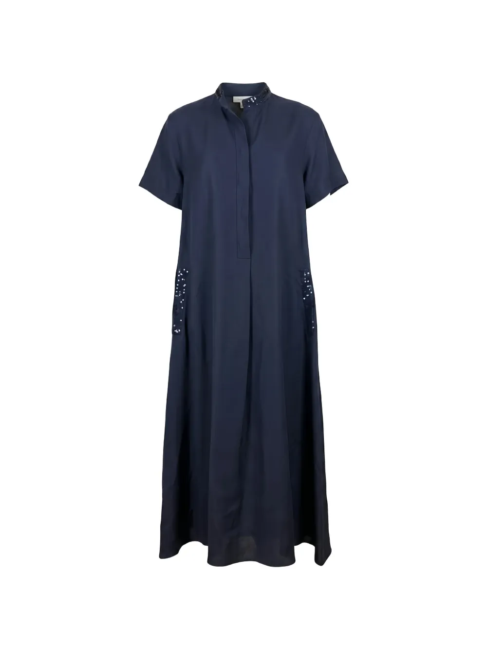 Antonelli sequin-embellished band-collar dress - Blu