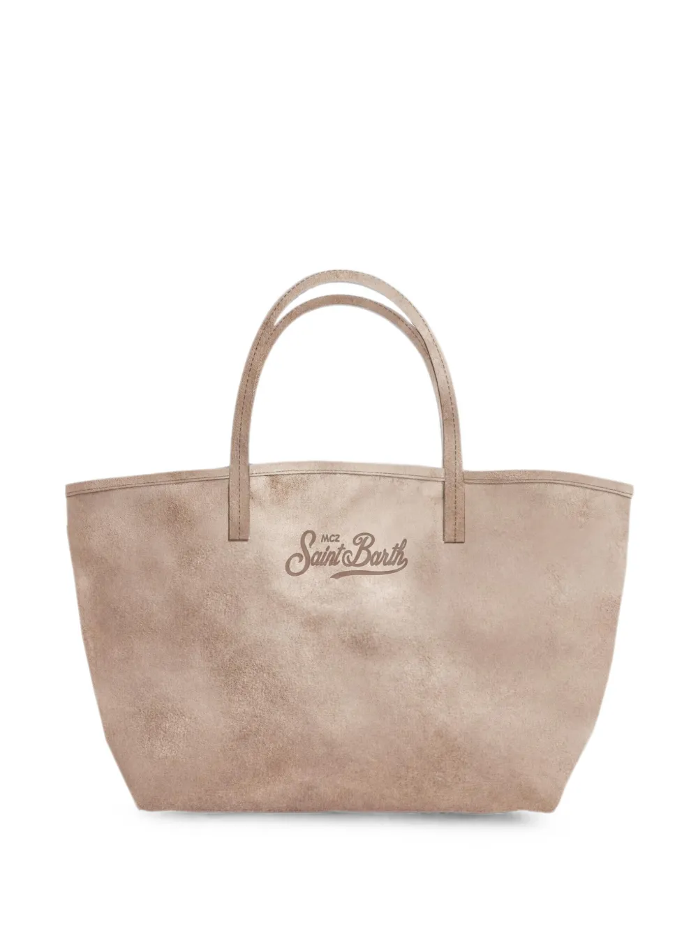 Mc2 Saint Barth City Logo-print Suede Tote Bag In Neutral