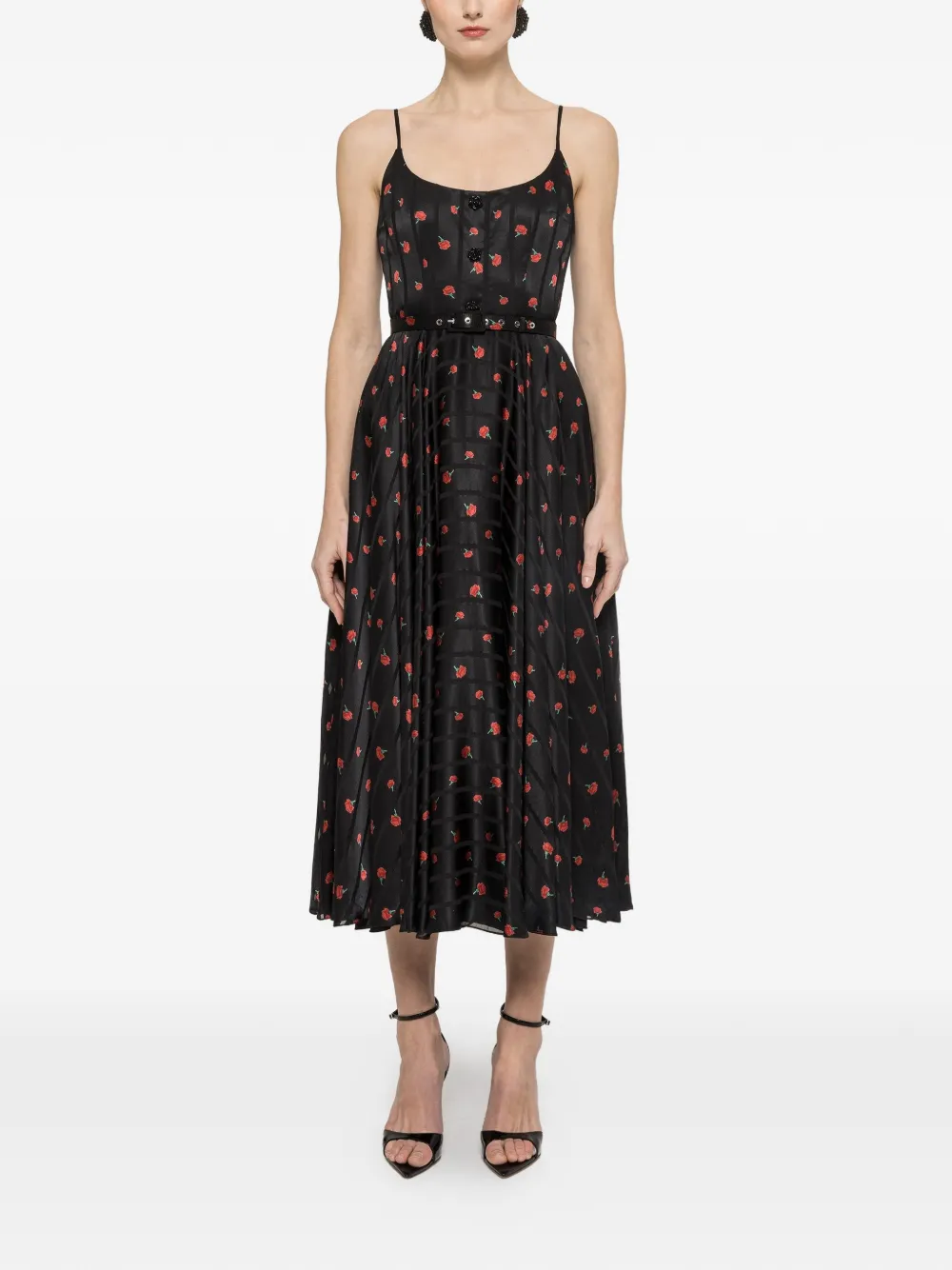 NISSA belted midi dress - Nero