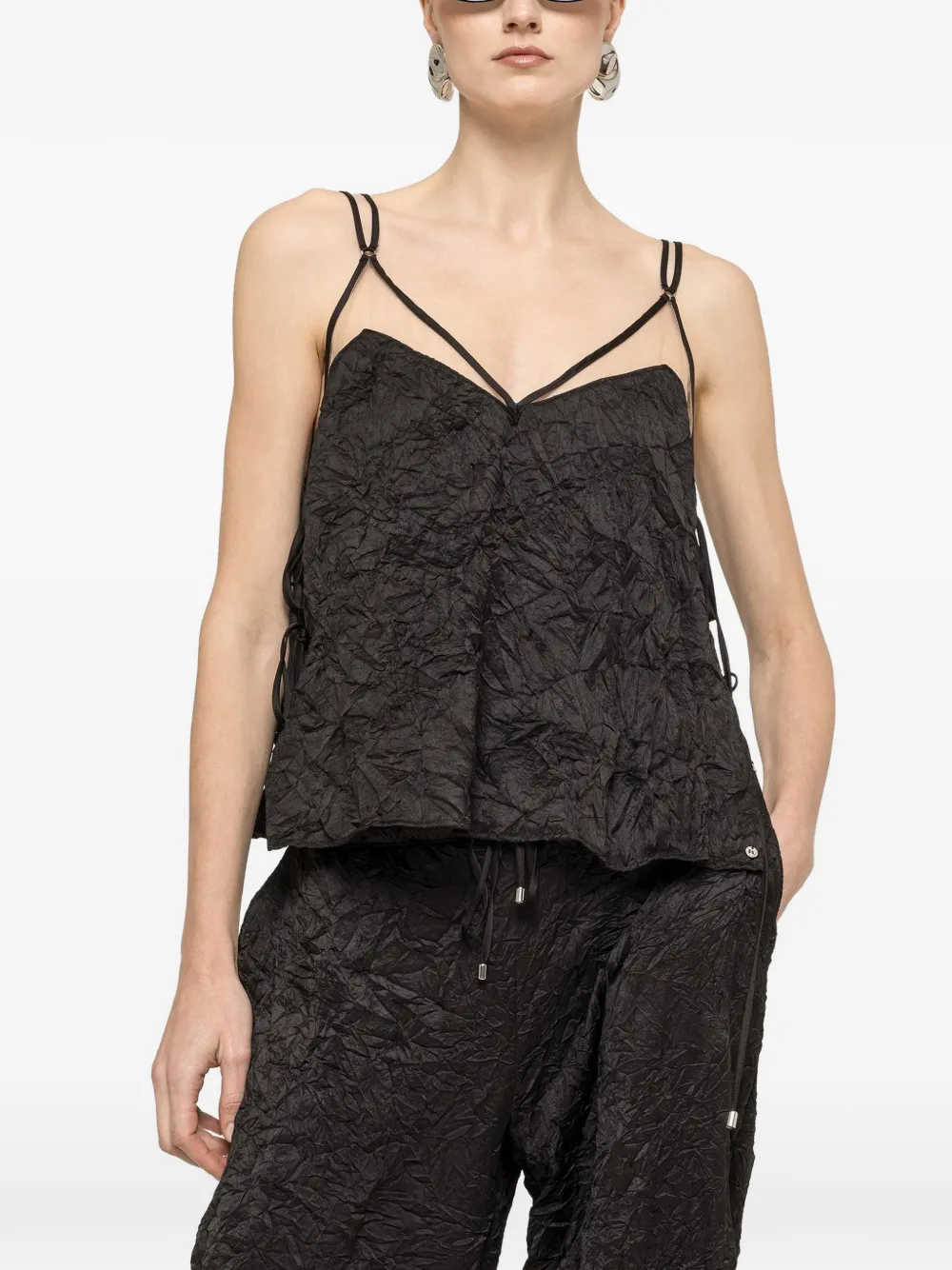 NISSA crinkle-effect top - Nero