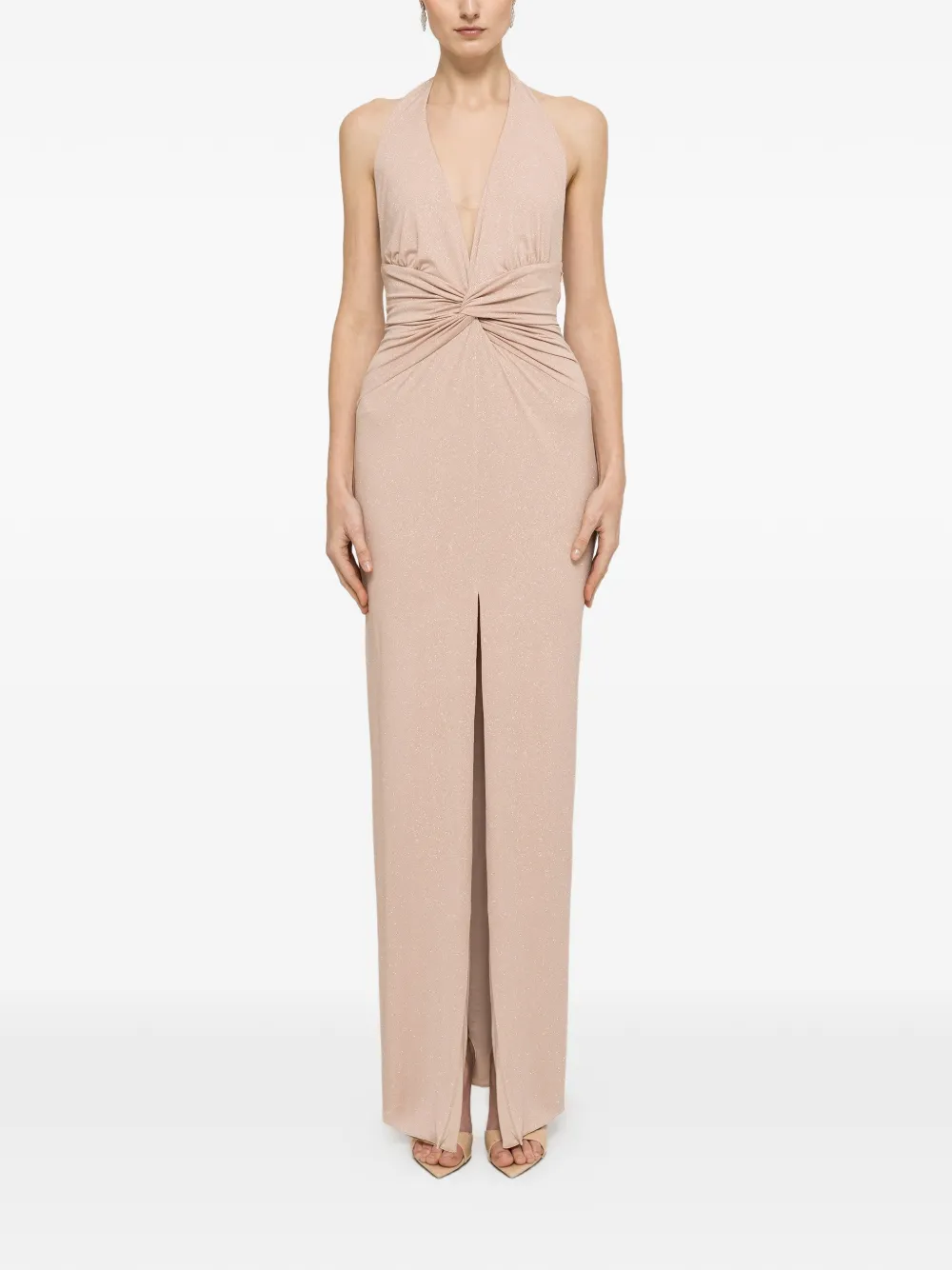 NISSA backless glitter maxi dress - Neutrals