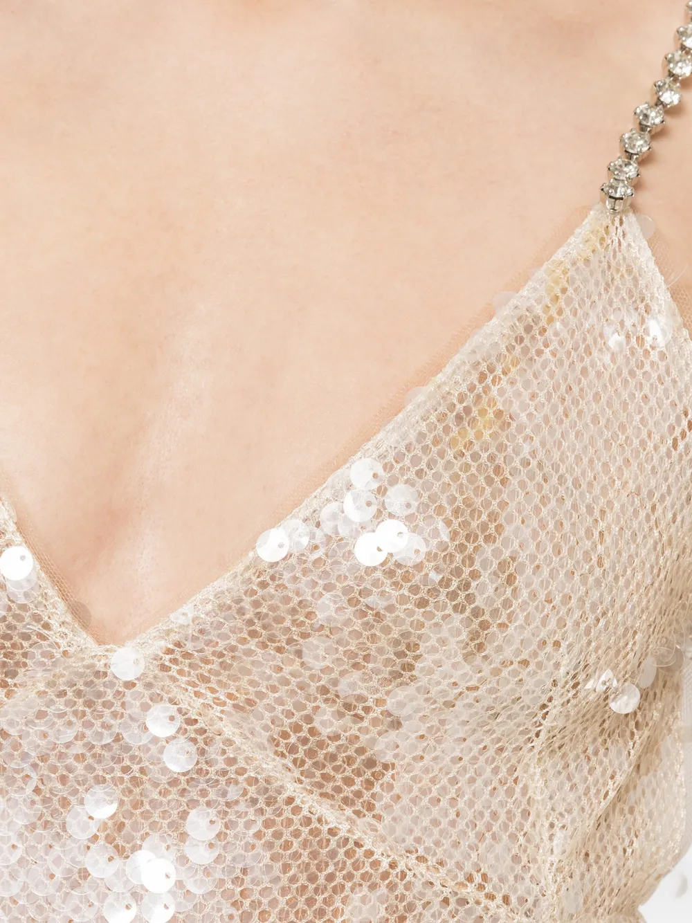 NISSA Satijnen maxi-jurk met open achterkant Beige