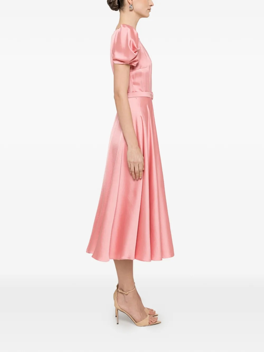 NISSA Viscose midi-jurk met ceintuur Roze