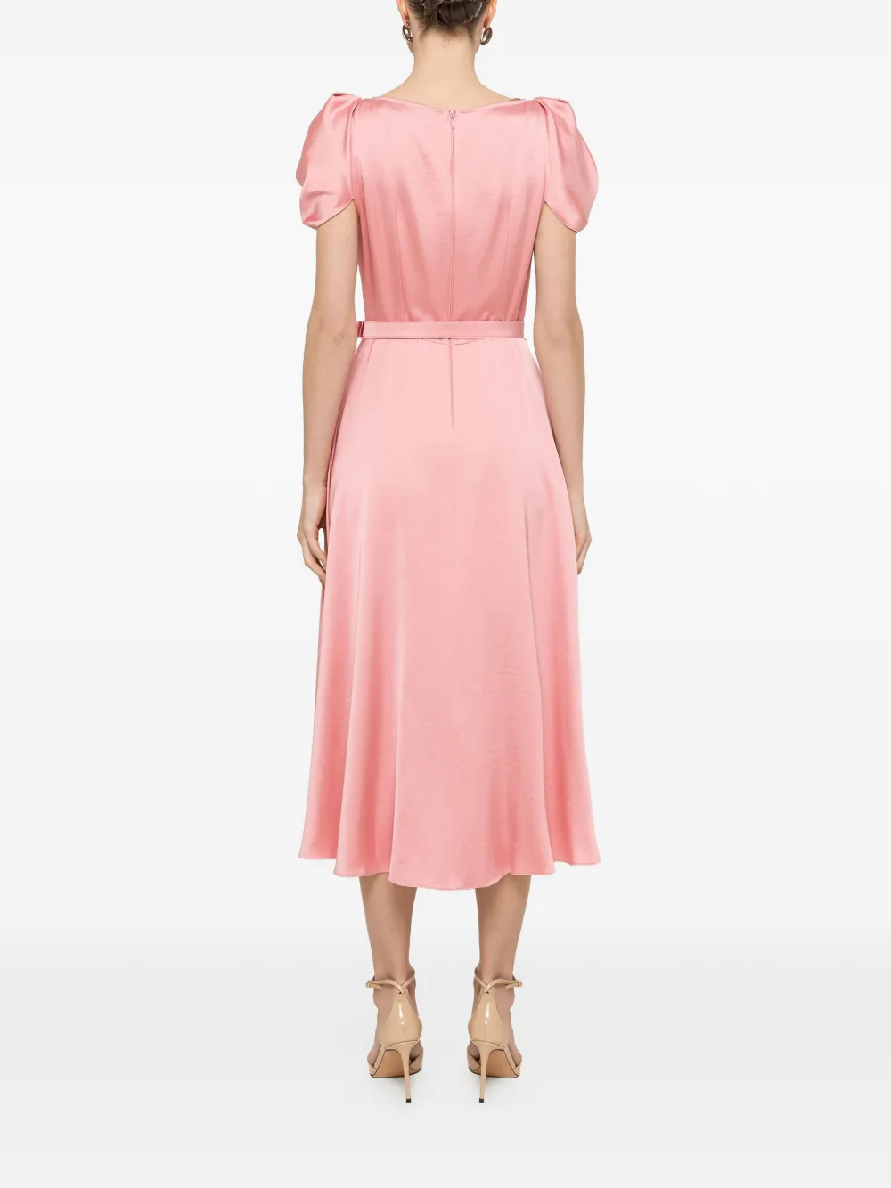 NISSA Viscose midi-jurk met ceintuur Roze