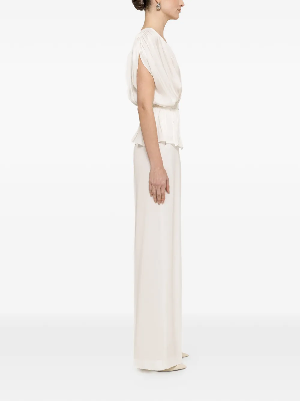 NISSA Viscose top met ceintuur Wit
