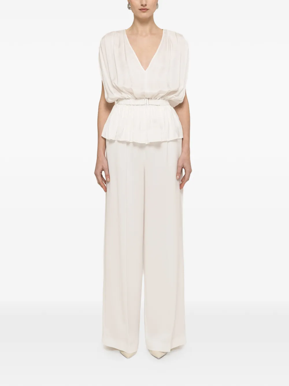 NISSA Viscose top met ceintuur Wit